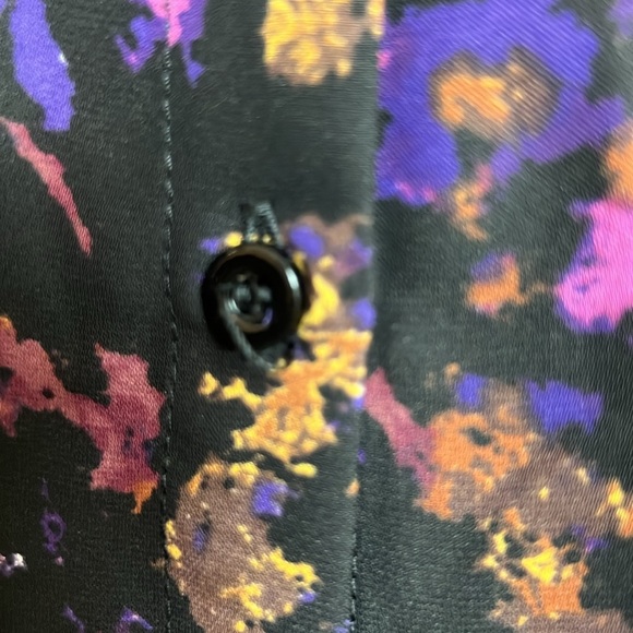 Women's Size XL Button-Down Shirt Black with Purple Print - Picture 2 of 7